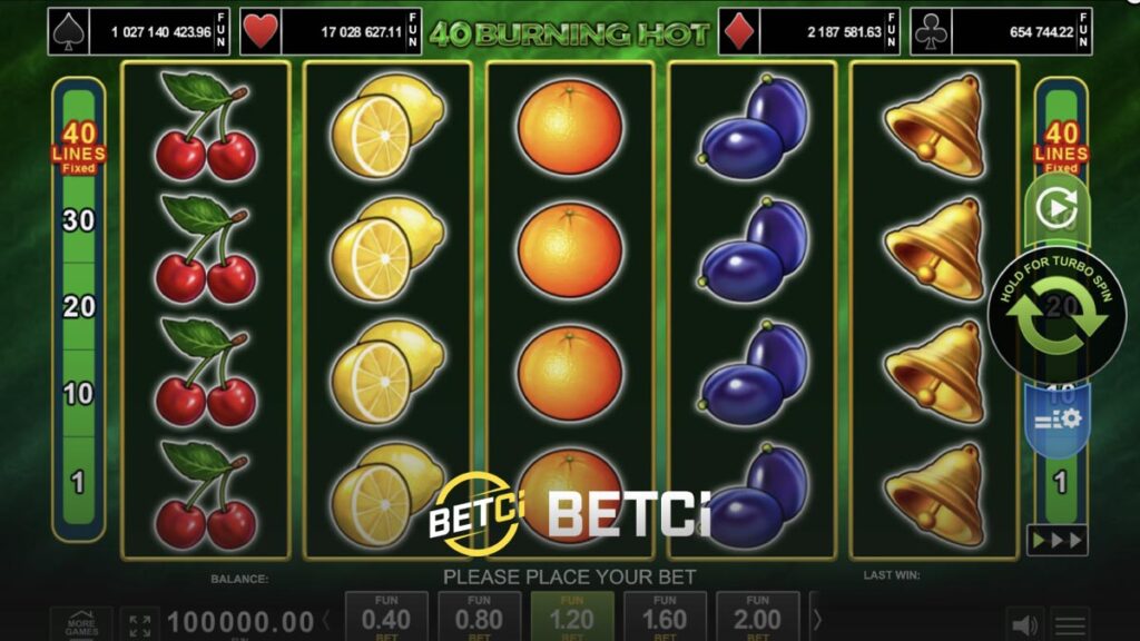 Betci 40 burning hot oyunu